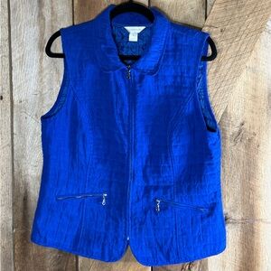 Women's Christopher & Banks Royal Blue Quilted Zip Vest Size M